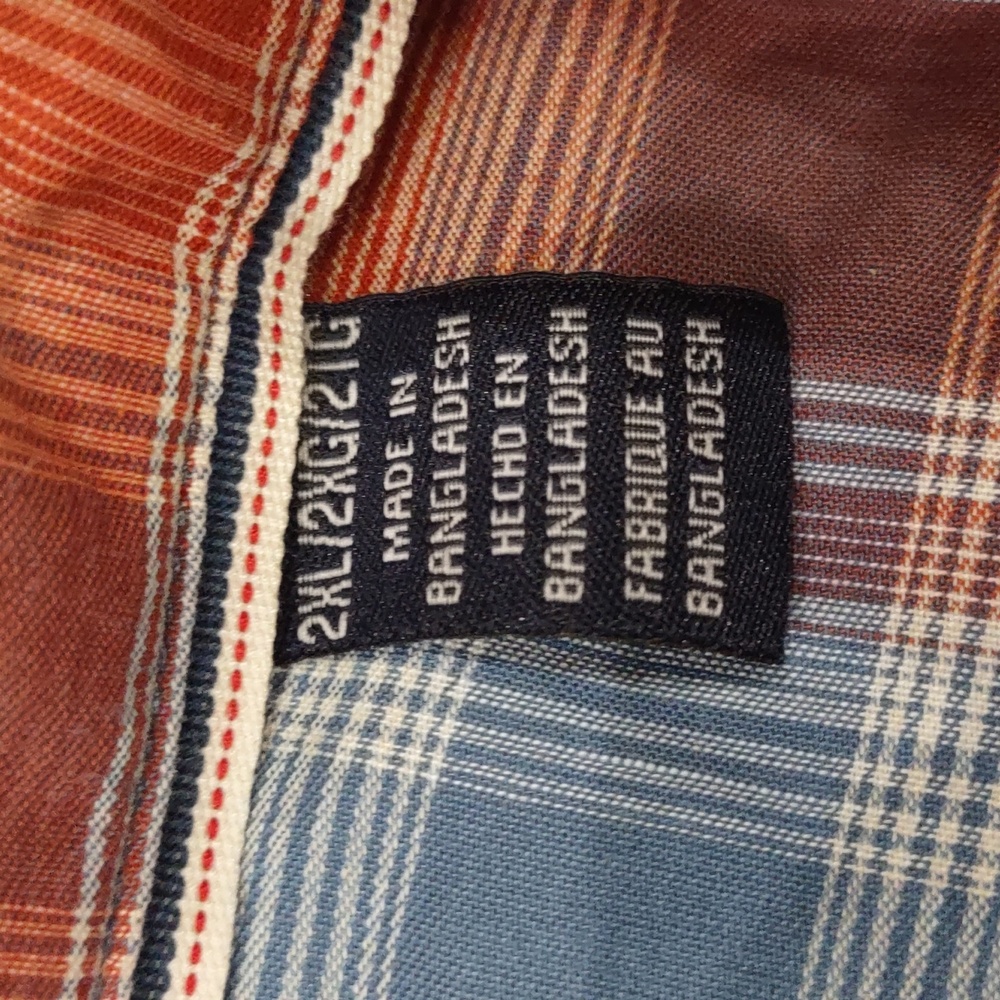 Wrangler, Size 2XL Vibrant Brown and Blue Checkered Shirt - Picture 15 of 17